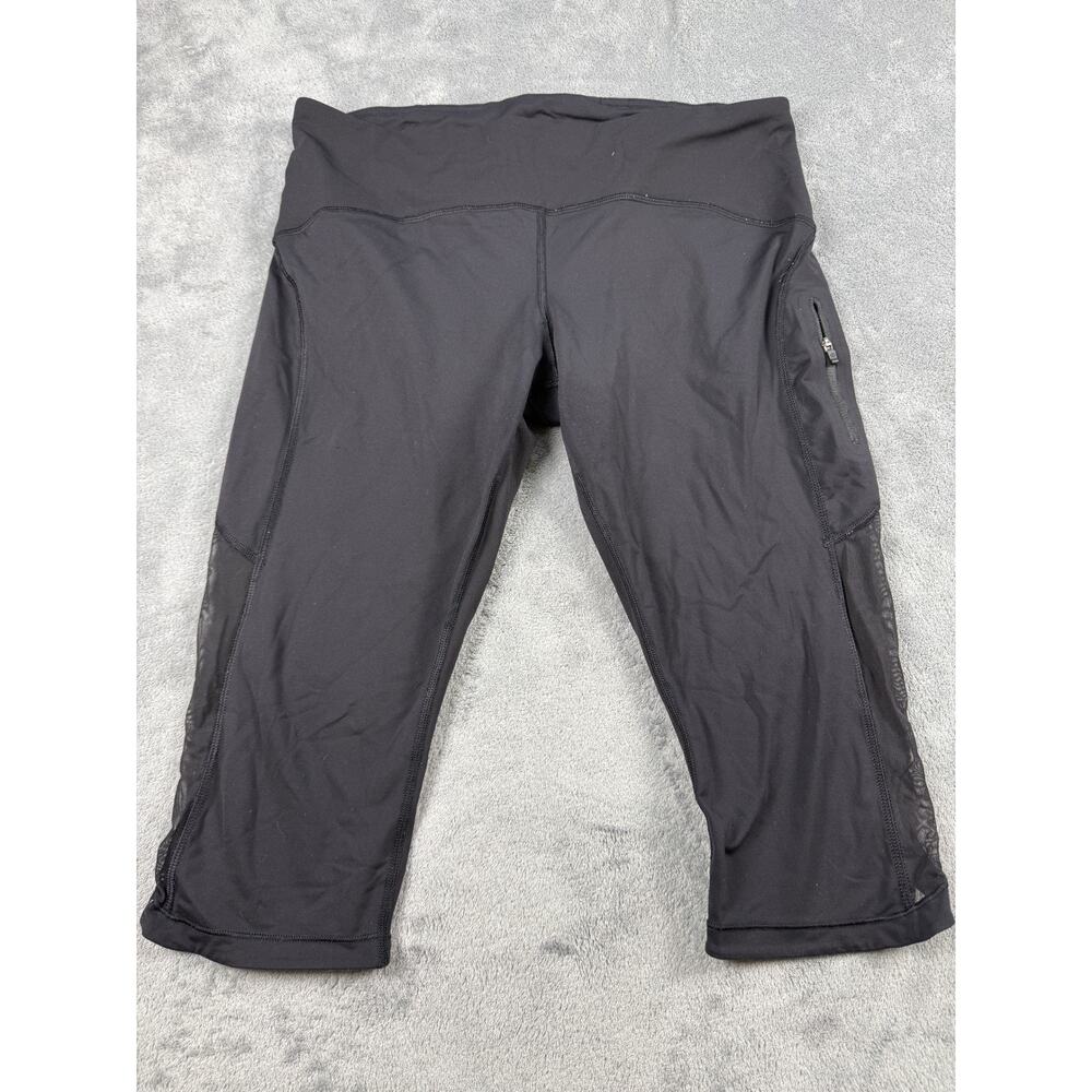Lululemon Black Mesh Panel Capri Leggings Workout Athletic‎ Pants Size 12